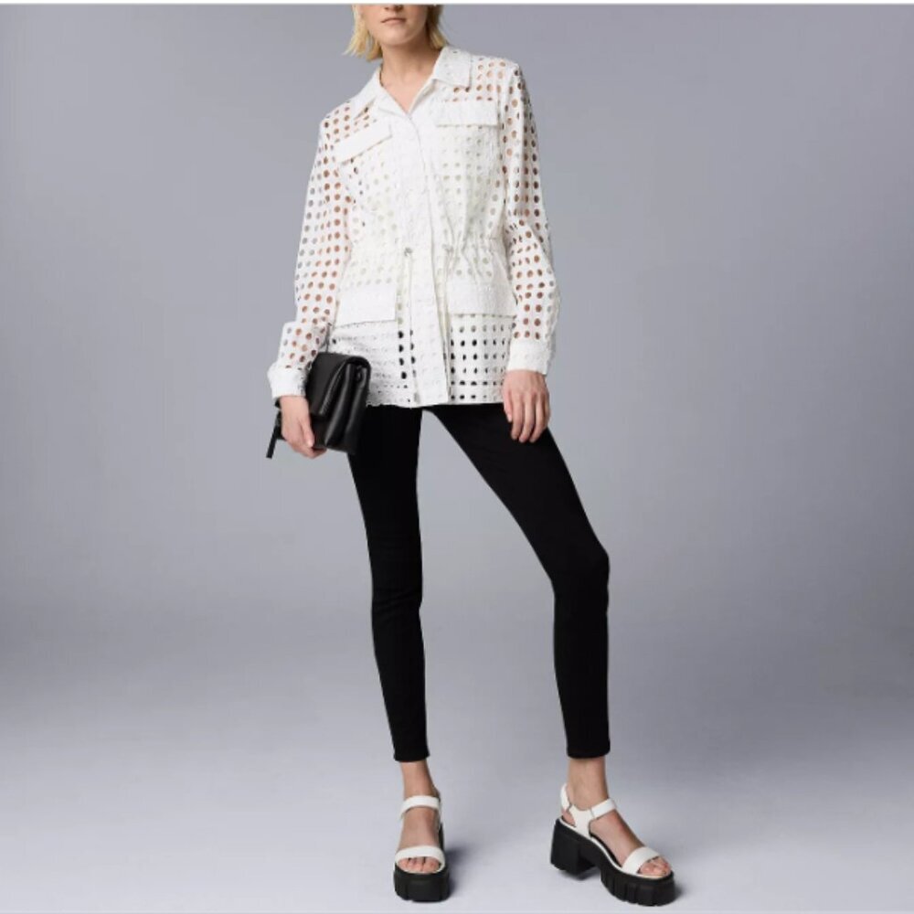 NWT Simply Vera Vera Wang White Eyelet Jacket size Large